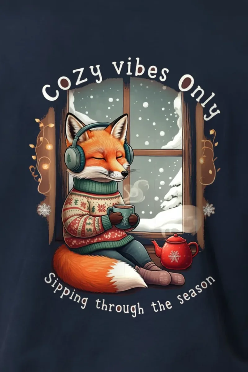 "Snowy Window Fox" Heavyweight Unisex Crewneck T-shirt