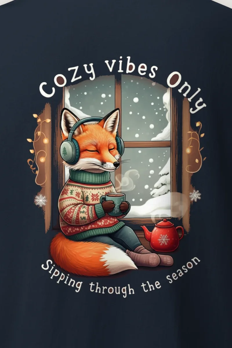 "Snowy Window Fox" Heavyweight Unisex Crewneck T-shirt