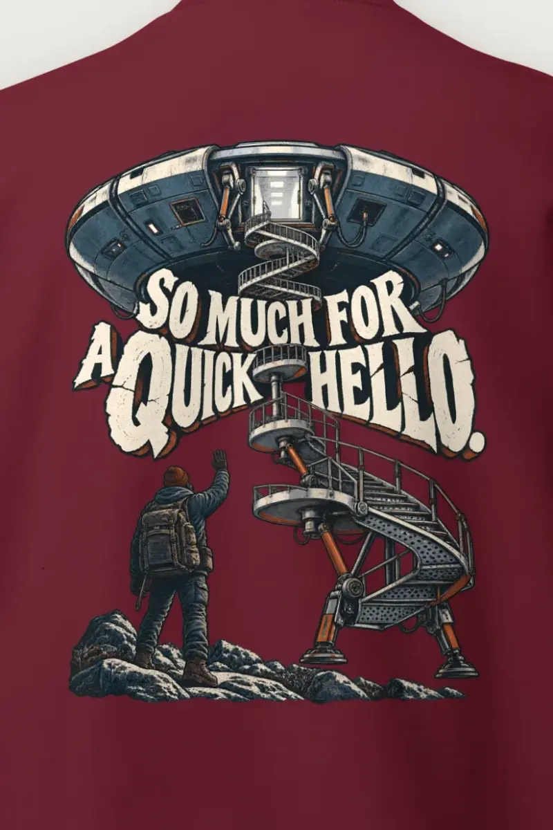 "So Much for a Quick Hello" Heavy Blend Unisex Crewneck Sweatshirt - the graphic up close