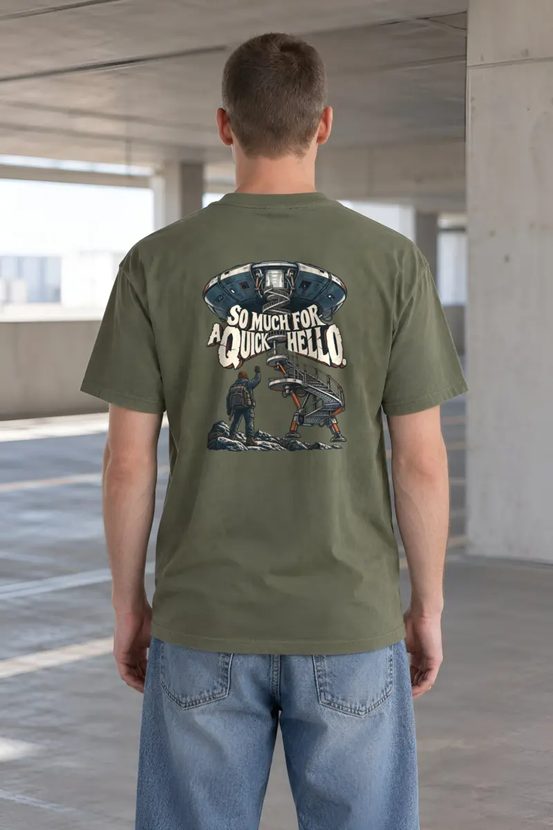 “So Much for a Quick Hello” Heavyweight Unisex Crewneck T-shirt