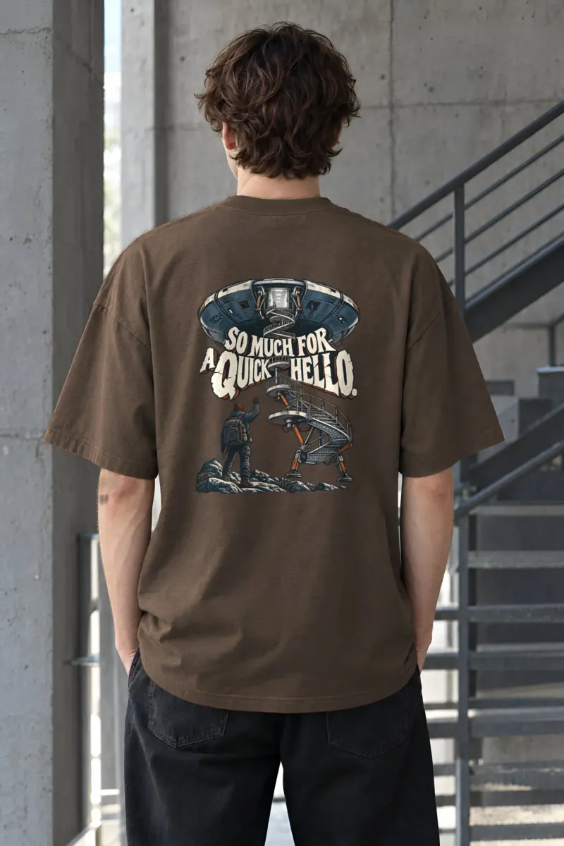 "So Much for a Quick Hello" Unisex Oversized Heavyweight Crewneck T-Shirt