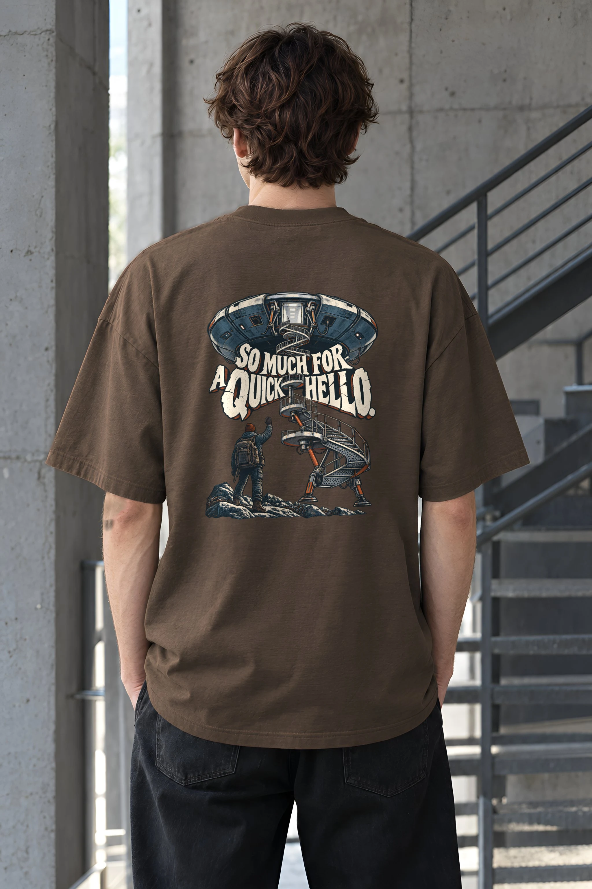 "So Much for a Quick Hello" Men's Oversized Heavyweight Crewneck T-Shirt