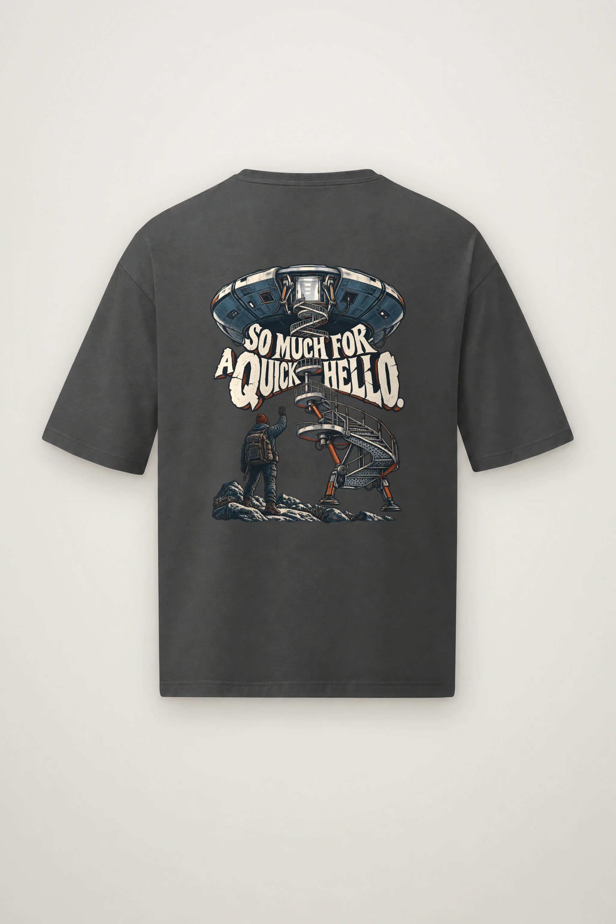 "So Much for a Quick Hello" Men's Oversized Heavyweight Crewneck T-Shirt