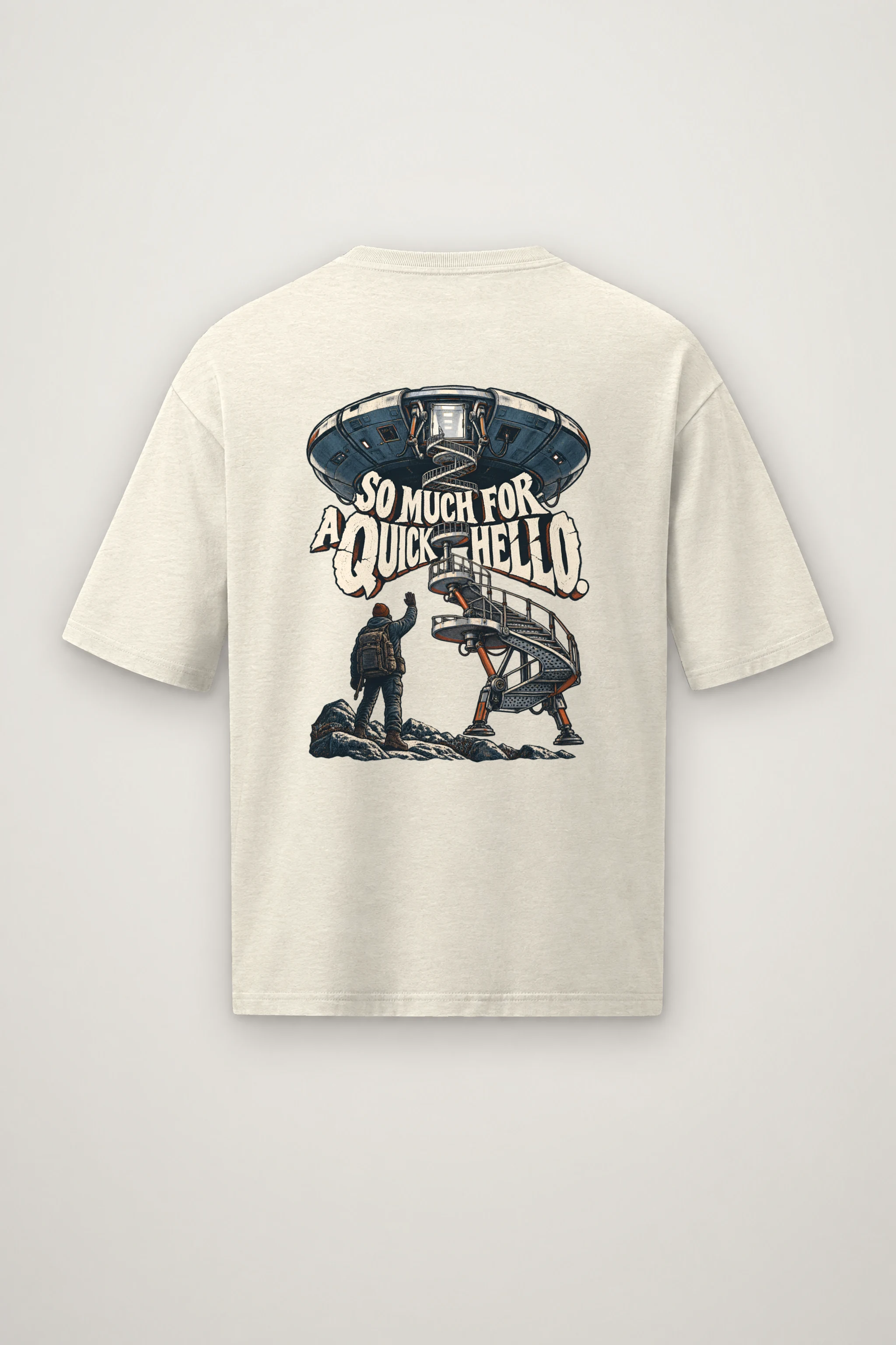 "So Much for a Quick Hello" Men's Oversized Heavyweight Crewneck T-Shirt