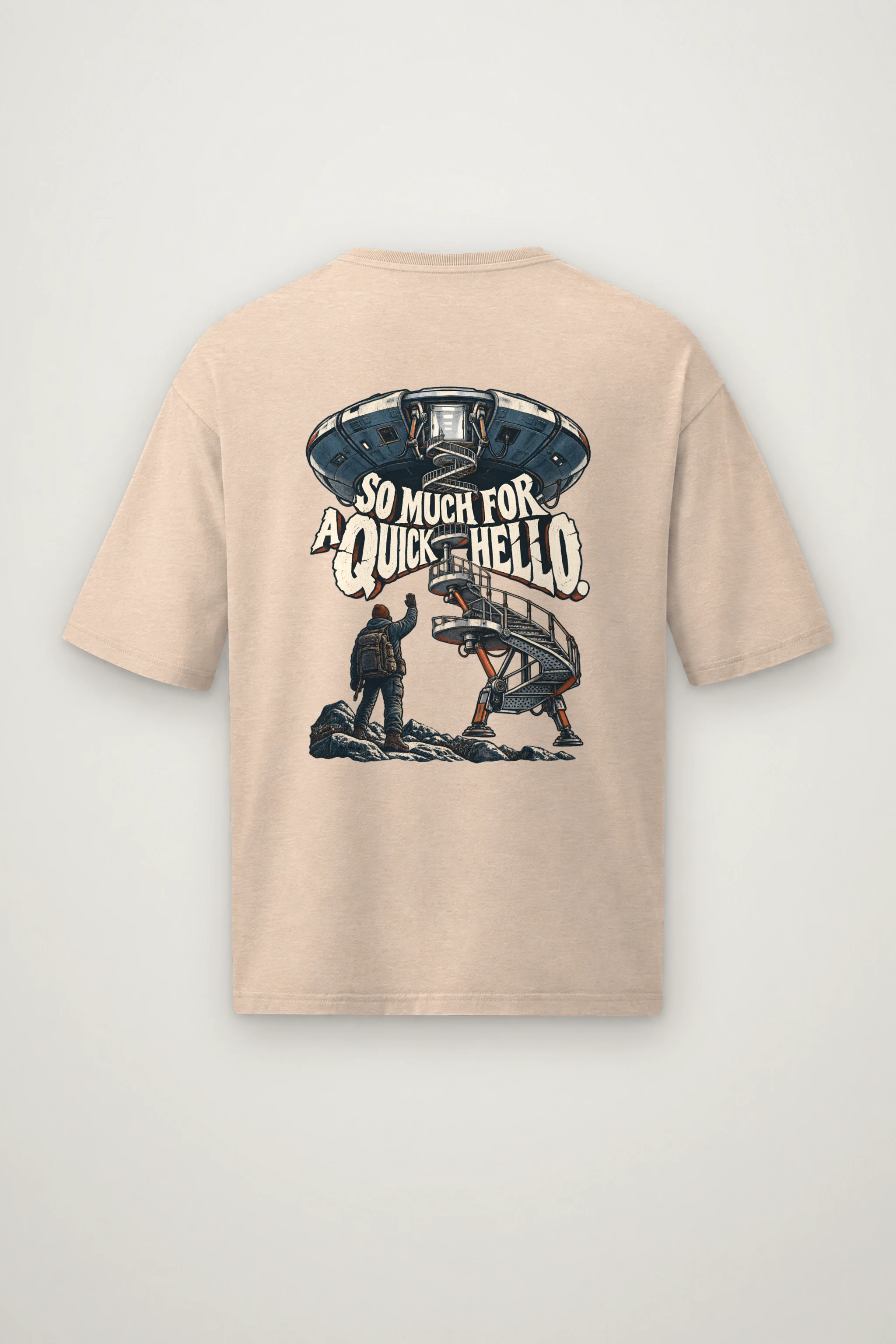 "So Much for a Quick Hello" Men's Oversized Heavyweight Crewneck T-Shirt