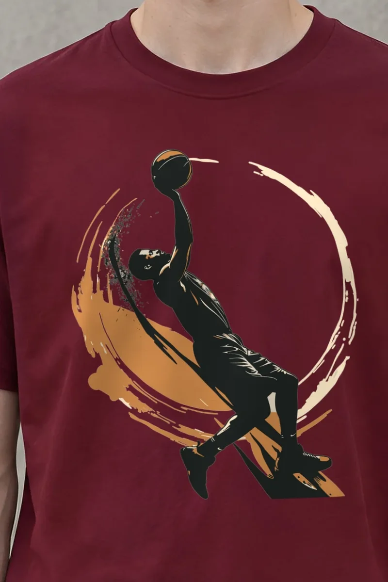 "Soaring Dunk" Heavyweight Unisex Crewneck T-shirt - the graphic up close