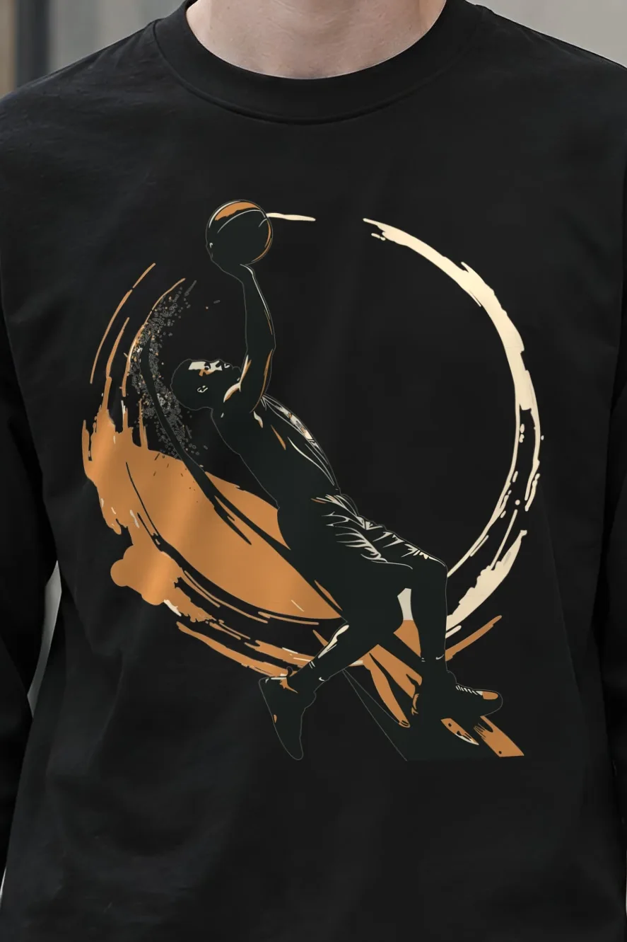 "Soaring Dunk" Unisex Longsleeve T-shirt - the graphic up close