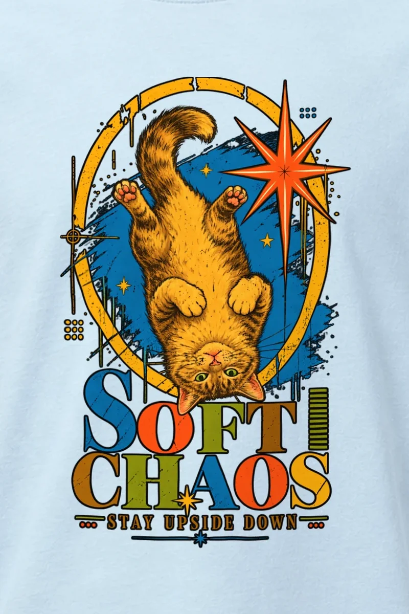 "Soft Chaos Cat" Heavyweight Unisex Crewneck T-shirt