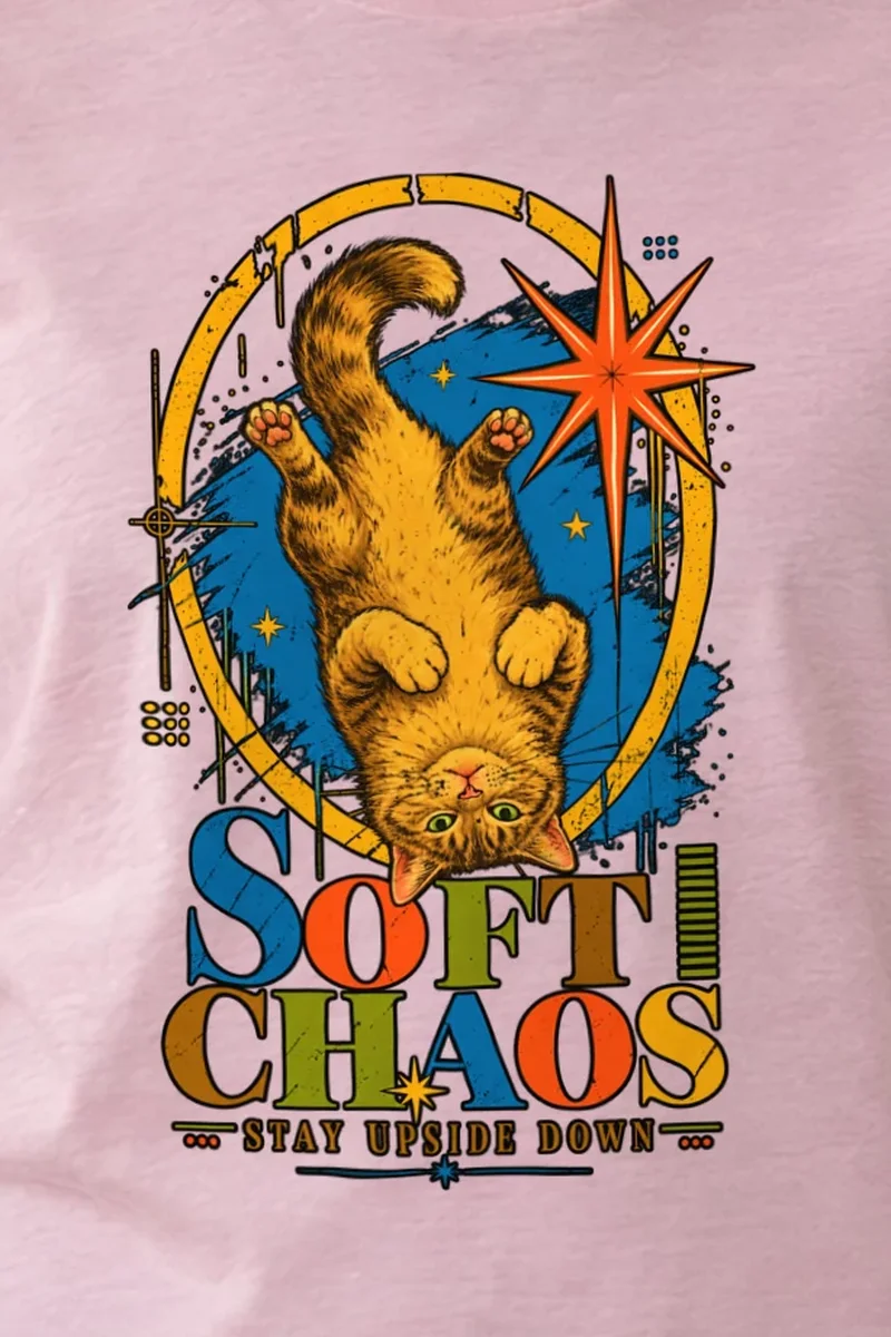 "Soft Chaos Cat" Unisex Longsleeve T-shirt - the graphic up close
