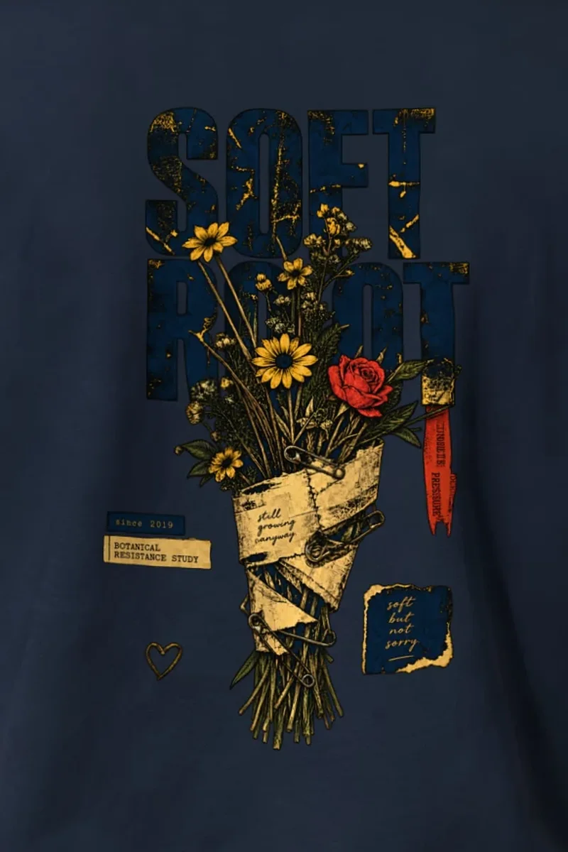 "Soft Root" Heavyweight Unisex Crewneck T-shirt - the graphic up close