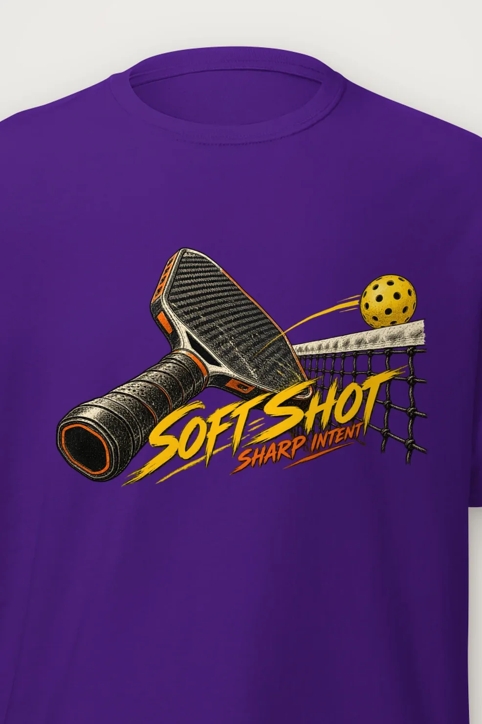 "Soft Shot Sharp Intent" Heavyweight Unisex Crewneck T-shirt - the graphic up close