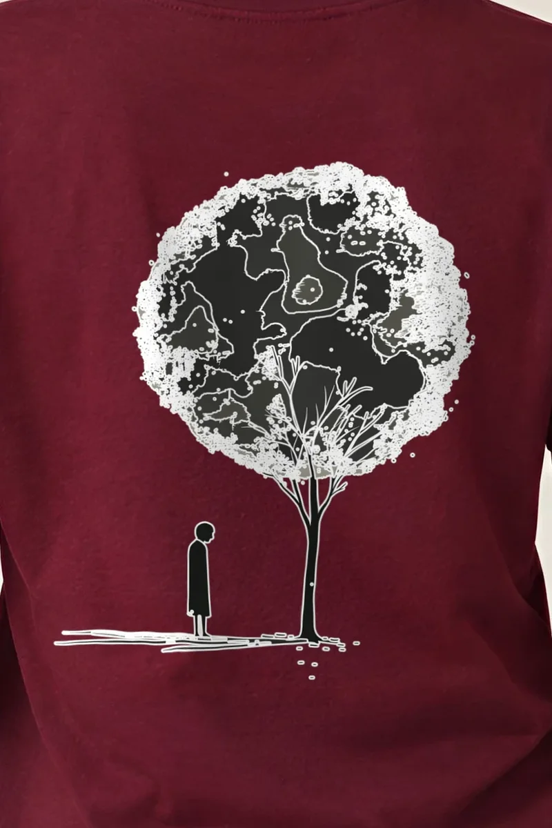 "Solitary Bloom" Heavyweight Unisex Crewneck T-shirt - the graphic up close