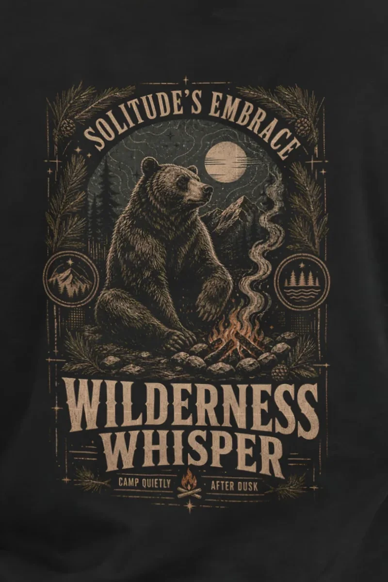 "Solitude’s Embrace" Heavyweight Unisex Crewneck T-shirt - the graphic up close