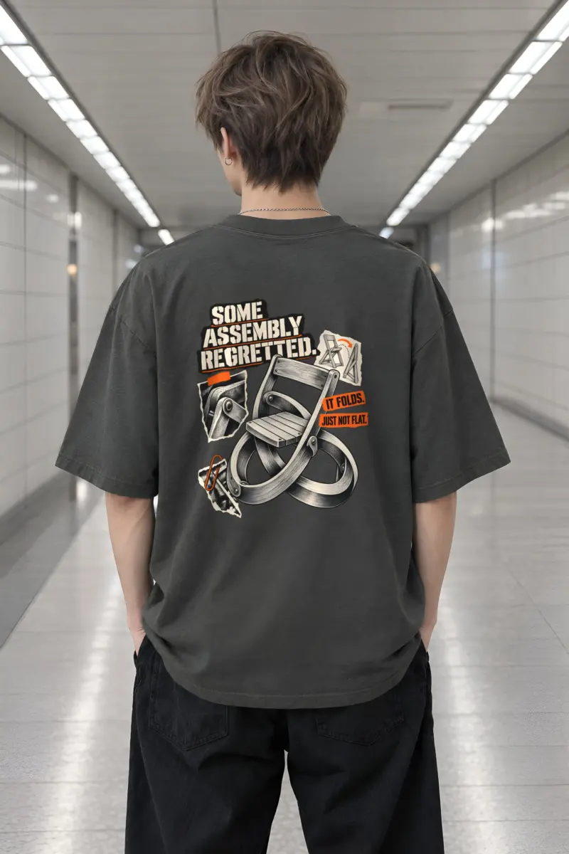 "Some Assembly Regretted" Men's Oversized Heavyweight Crewneck T-Shirt