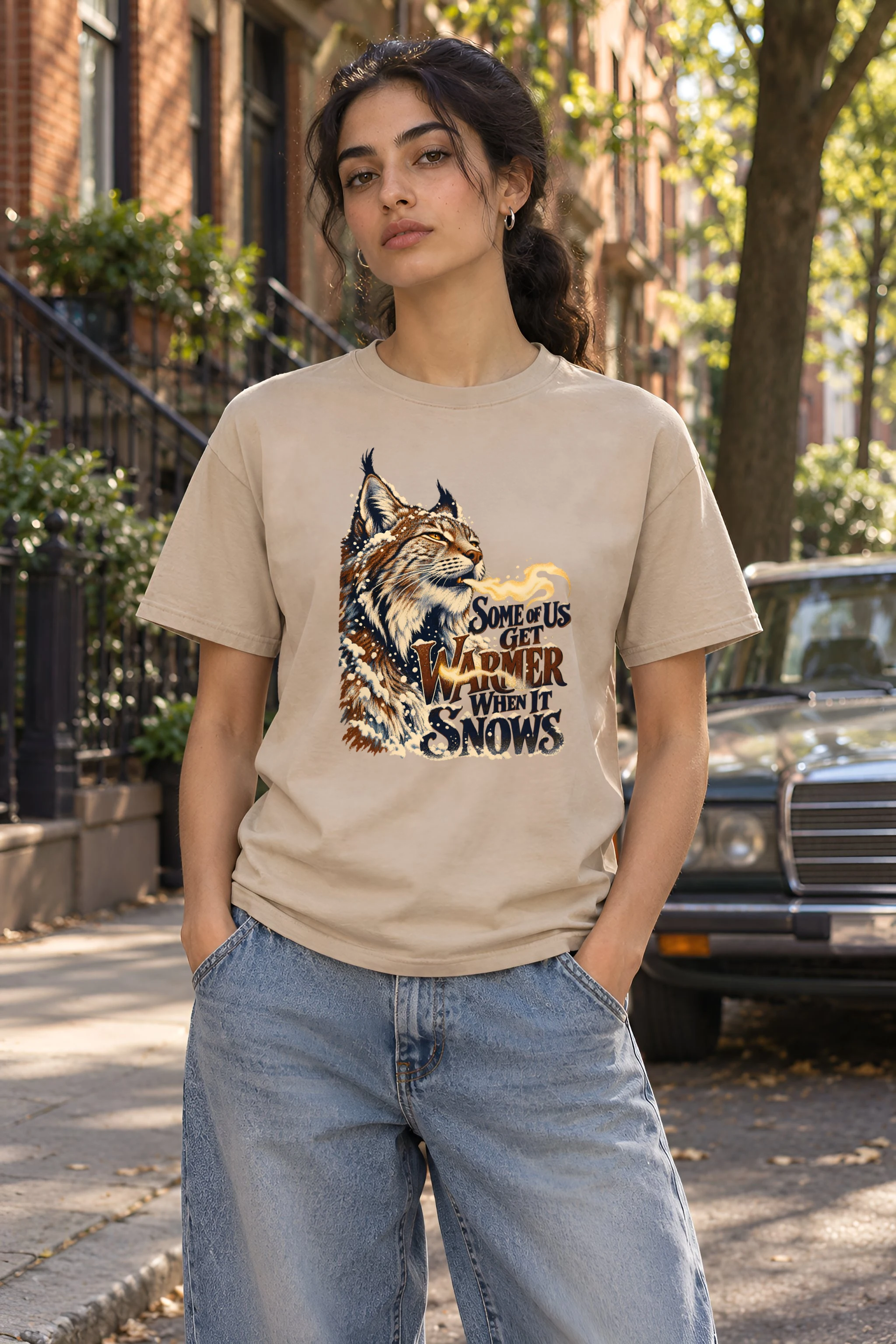 "Some Of Us Get Warmer When It Snows" Heavyweight Unisex Crewneck T-shirt