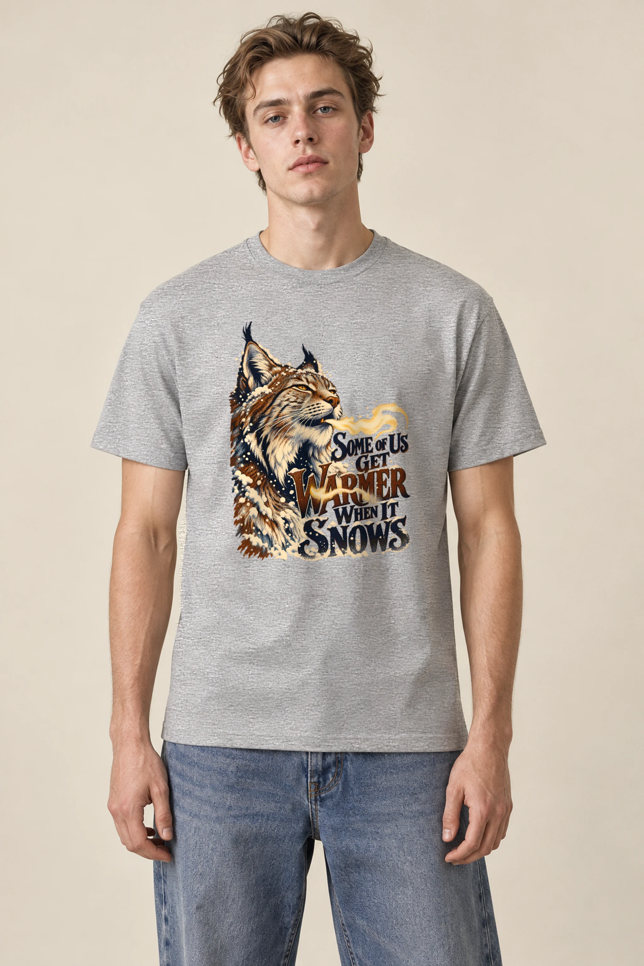 "Some Of Us Get Warmer When It Snows" Heavyweight Unisex Crewneck T-shirt