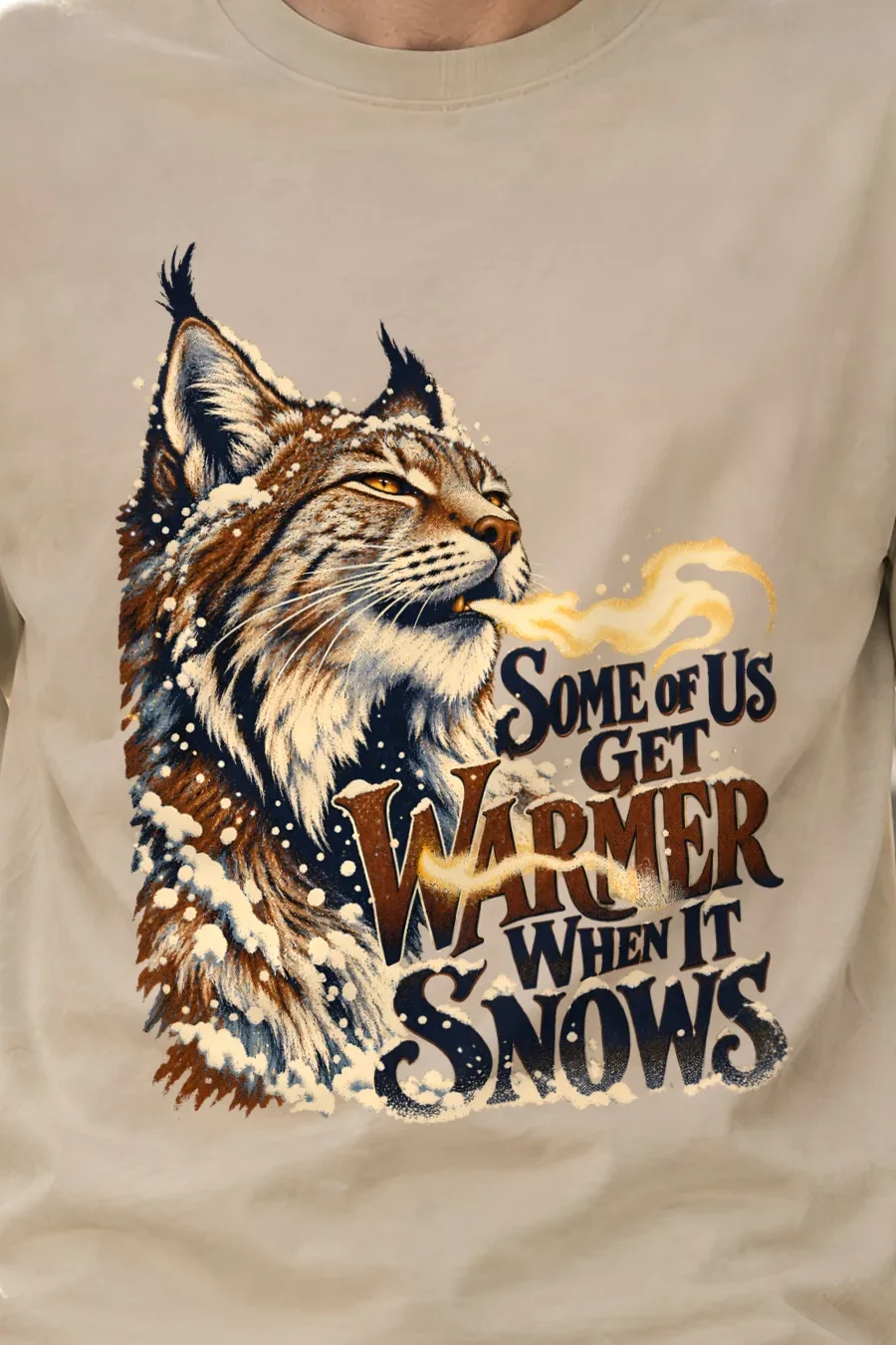 "Some of Us Get Warmer When It Snows" Unisex Longsleeve T-shirt - the graphic up close