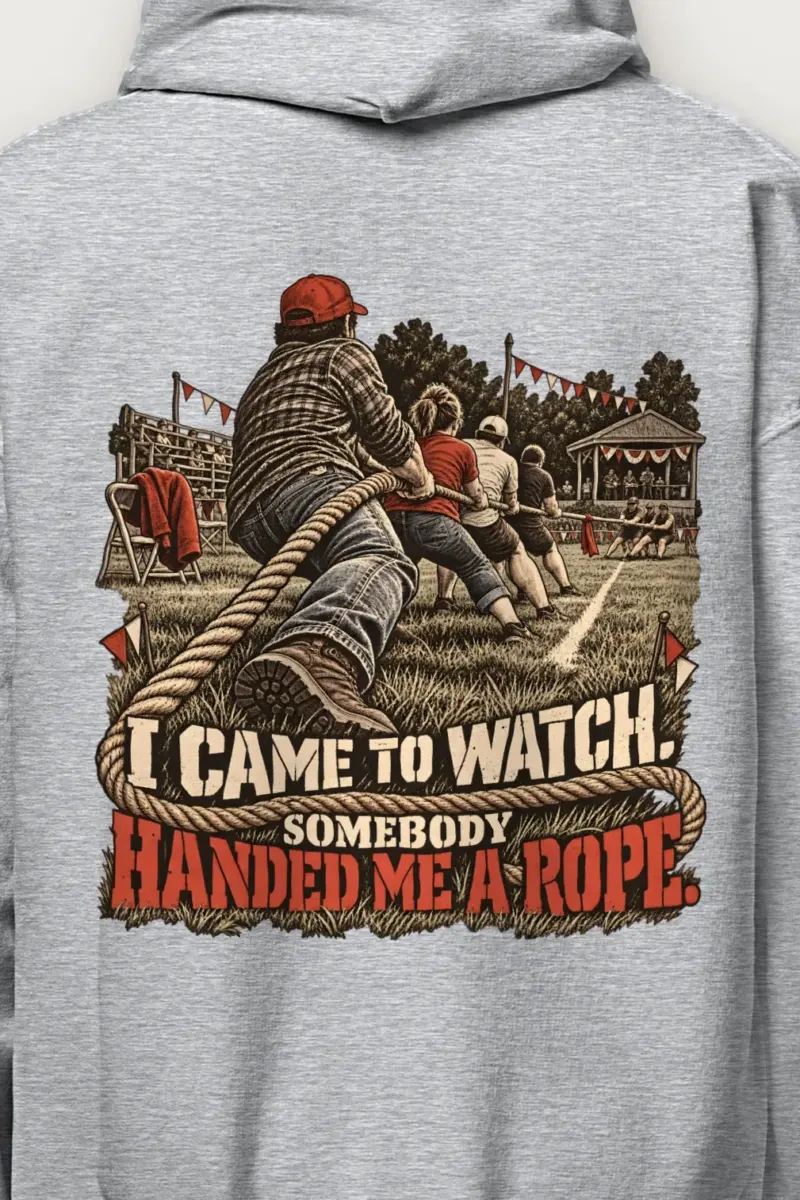 "Somebody Handed Me a Rope" Heavy Blend Unisex Pullover Hoodie - the graphic up close