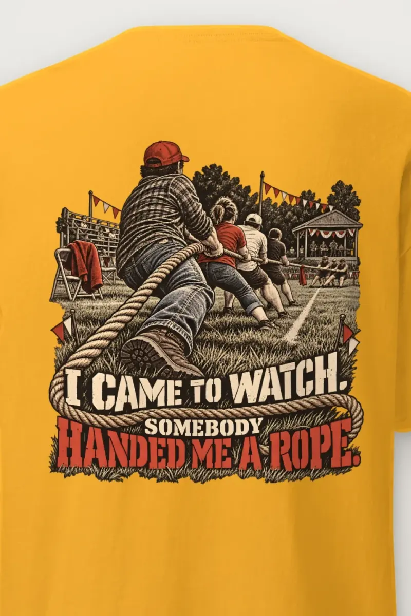 "Somebody Handed Me a Rope" Heavyweight Unisex Crewneck T-shirt - the graphic up close
