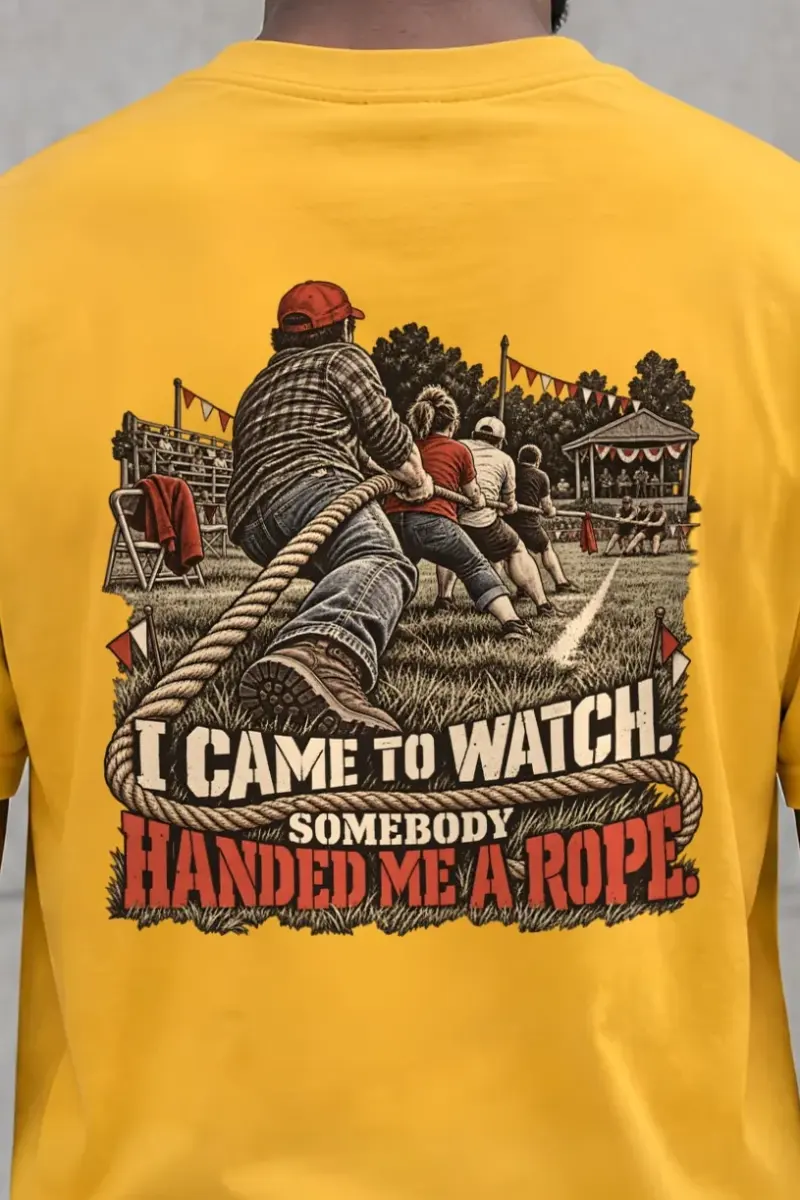 "Somebody Handed Me a Rope" Heavyweight Unisex Crewneck T-shirt - the graphic up close