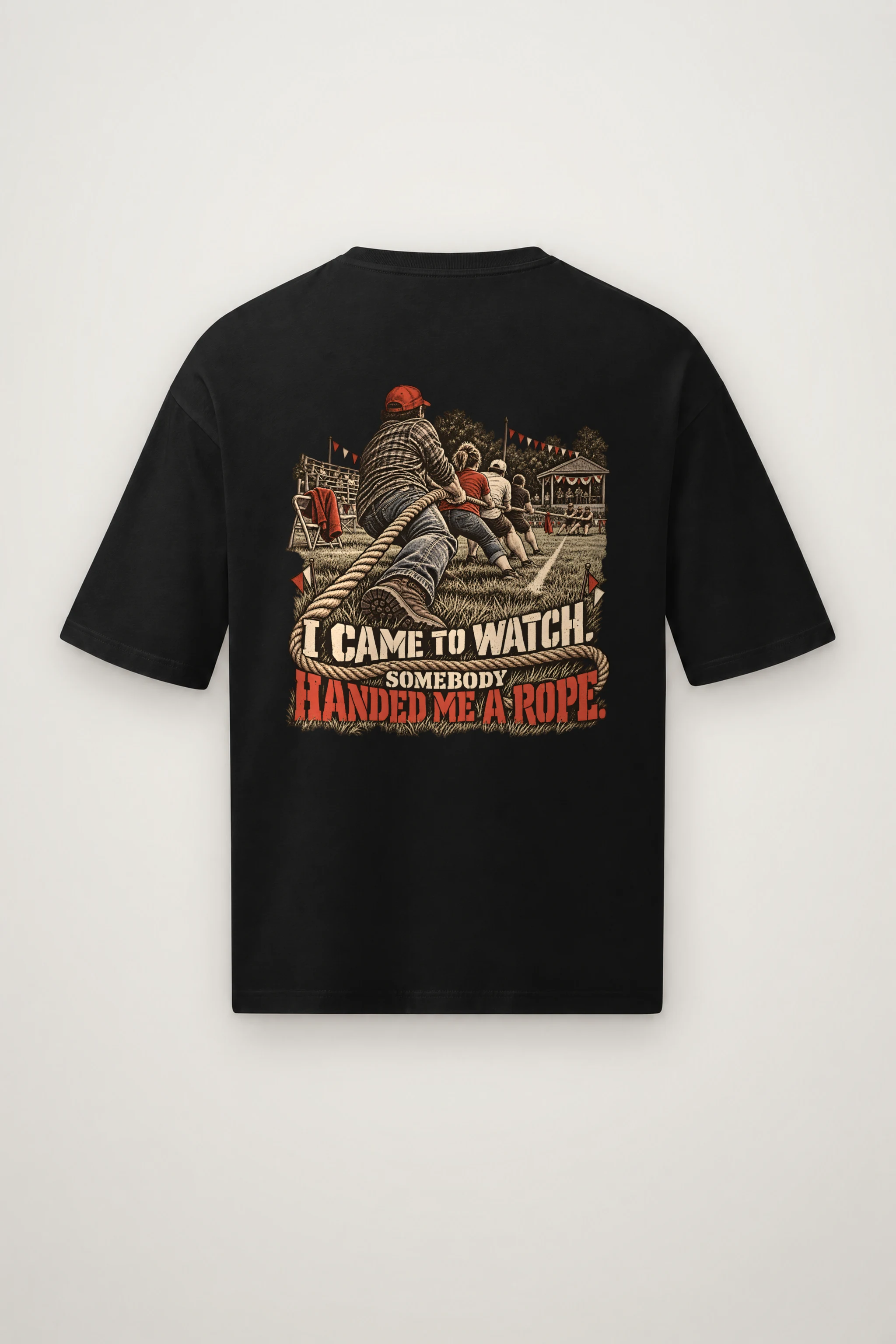 "Somebody Handed Me a Rope" Men's Oversized Heavyweight Crewneck T-Shirt