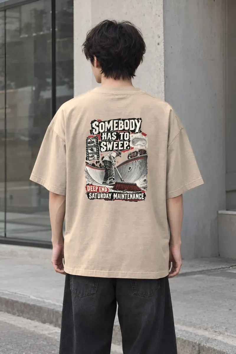 "Somebody Has To Sweep" Men's Oversized Heavyweight Crewneck T-Shirt