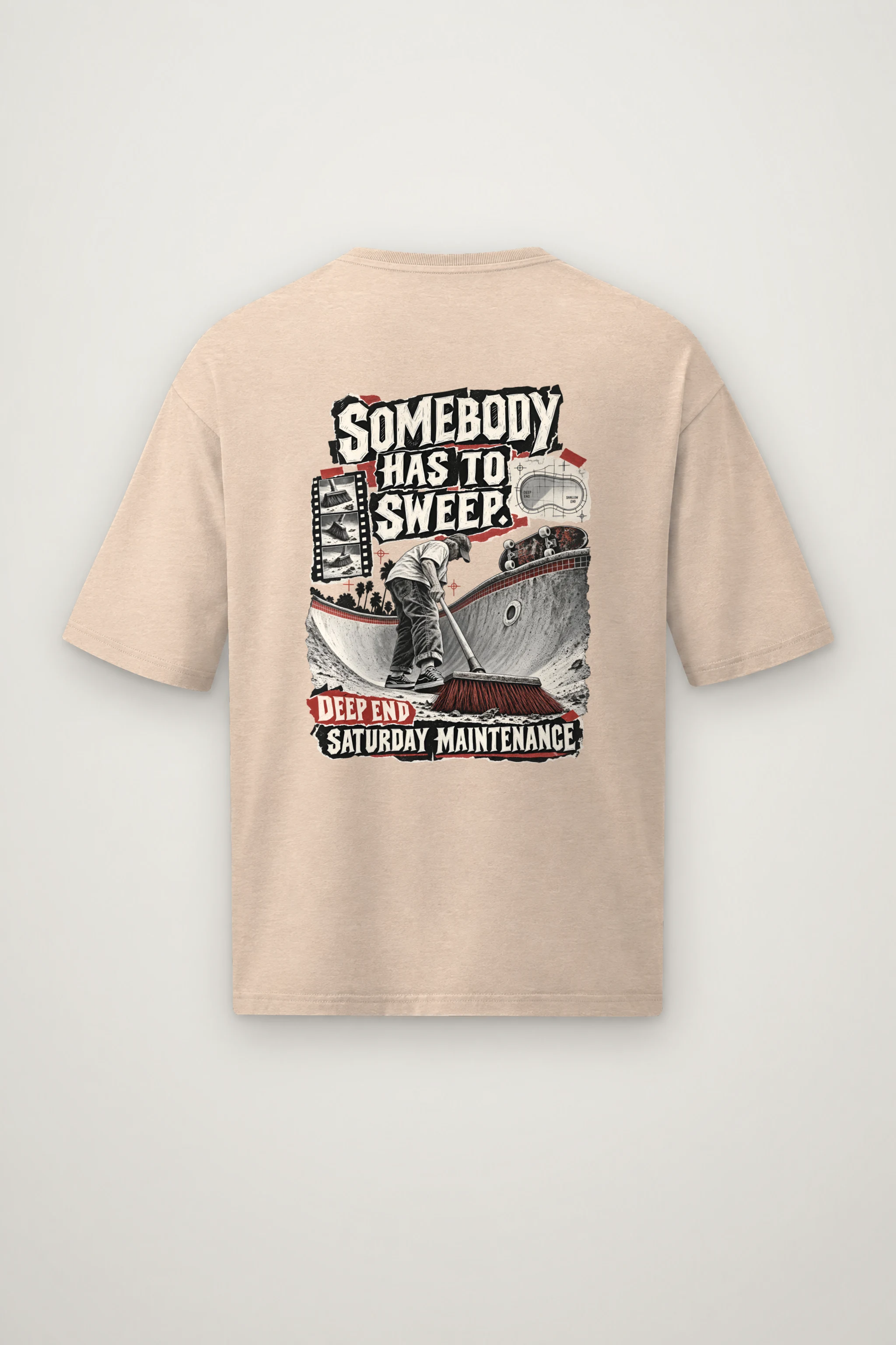 "Somebody Has To Sweep" Men's Oversized Heavyweight Crewneck T-Shirt