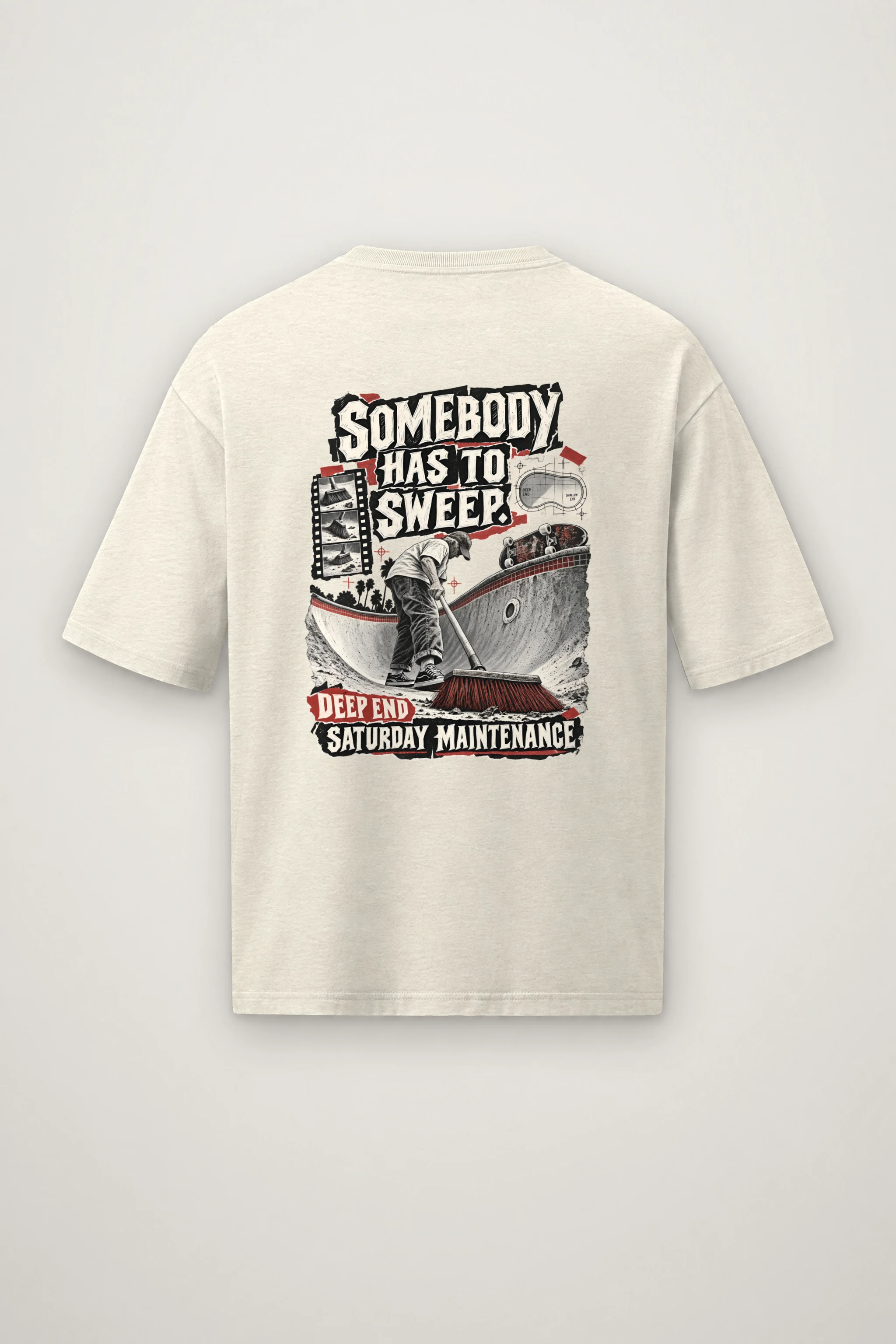 "Somebody Has To Sweep" Men's Oversized Heavyweight Crewneck T-Shirt