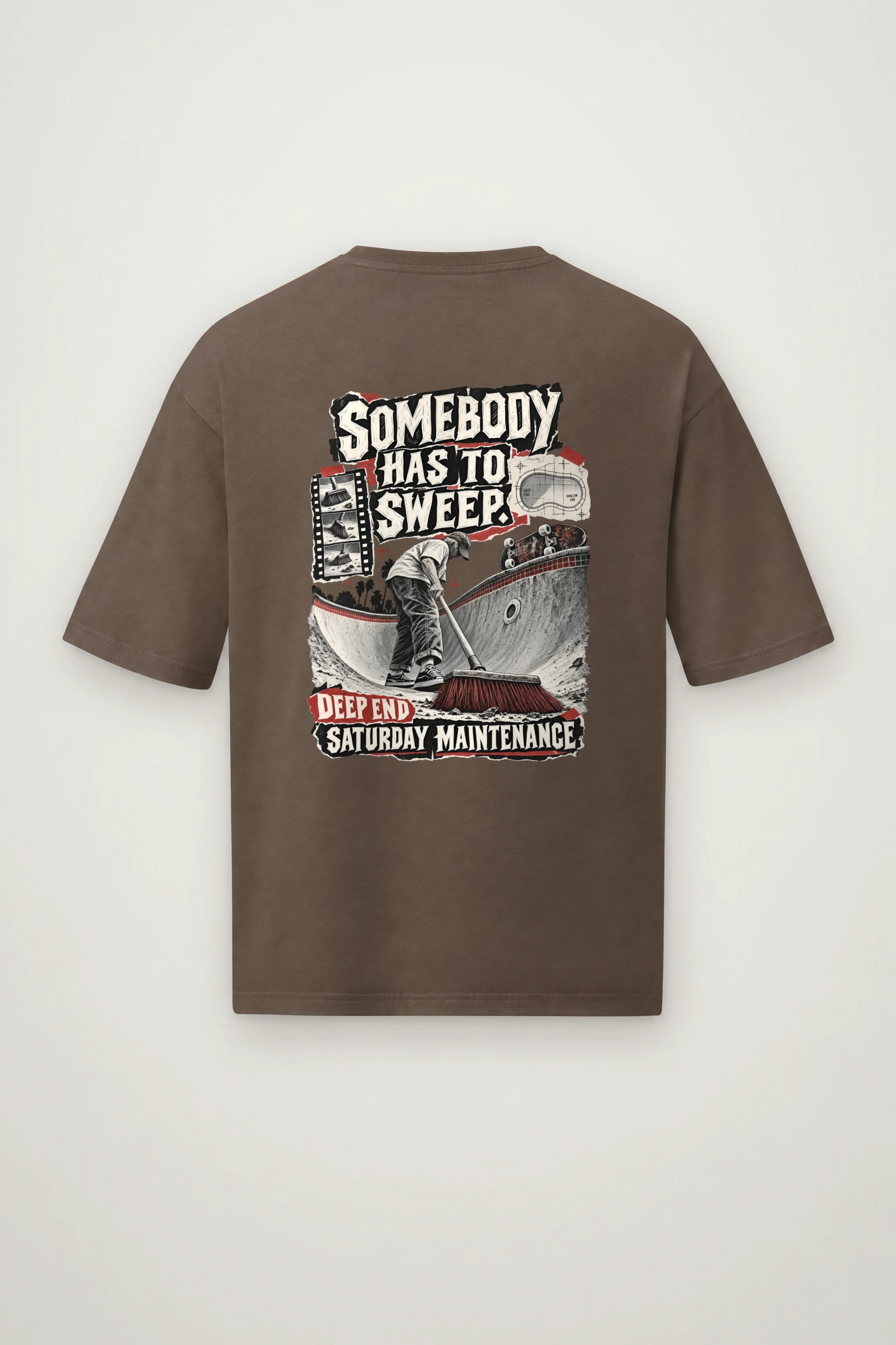"Somebody Has To Sweep" Men's Oversized Heavyweight Crewneck T-Shirt