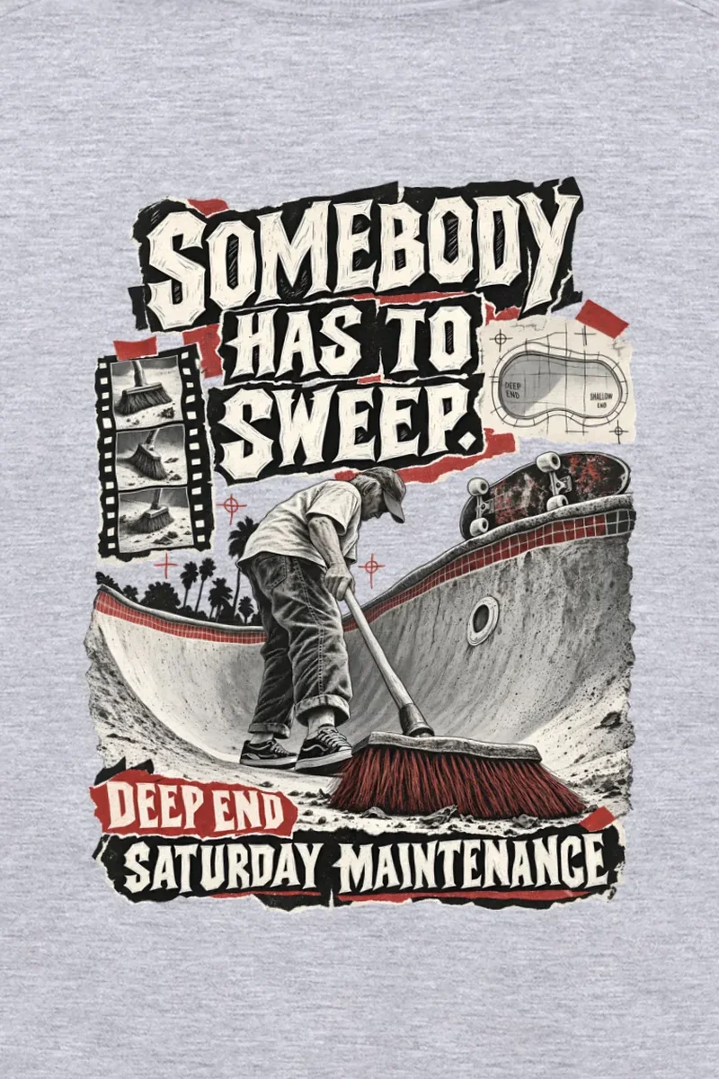 "Somebody Has To Sweep" Unisex Longsleeve T-shirt - the graphic up close