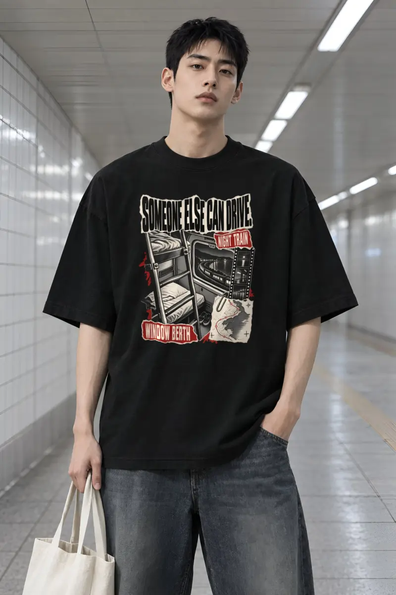 “Someone Else Can Drive” Men’s Oversized Heavyweight Crewneck T-Shirt