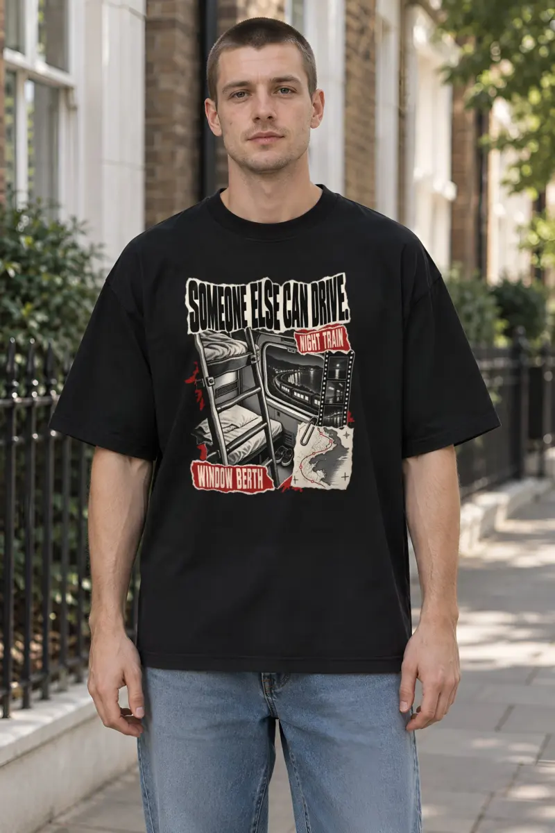 "Someone Else Can Drive" Men's Oversized Heavyweight Crewneck T-Shirt