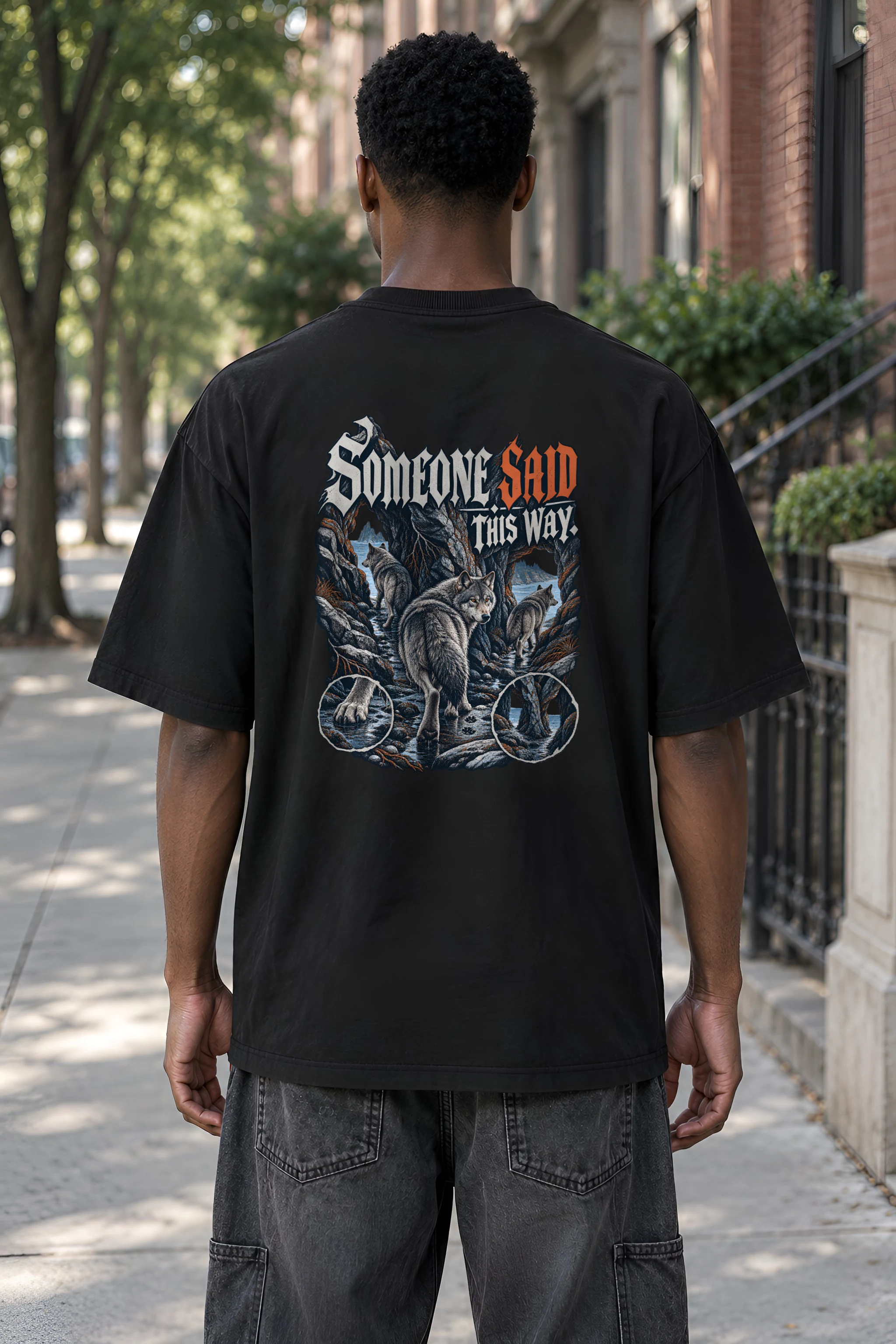 "Someone Said This Way" Men's Oversized Heavyweight Crewneck T-Shirt