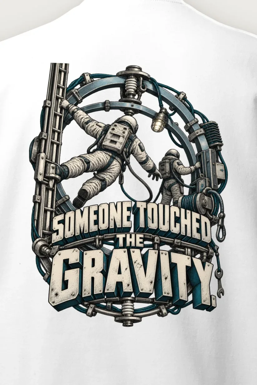 "Someone Touched the Gravity" Heavy Blend Unisex Crewneck Sweatshirt - the graphic up close