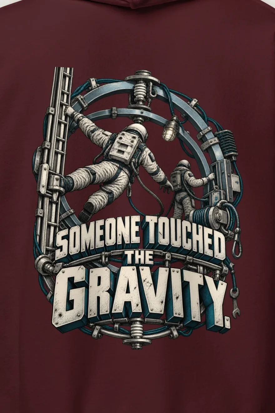 "Someone Touched the Gravity" Heavy Blend Unisex Pullover Hoodie - the graphic up close