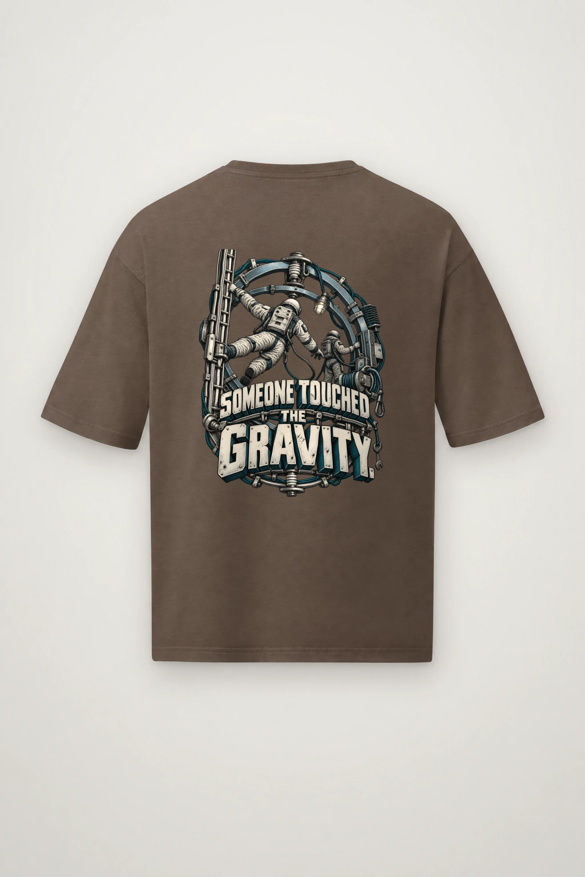 "Someone Touched the Gravity" Men's Oversized Heavyweight Crewneck T-Shirt