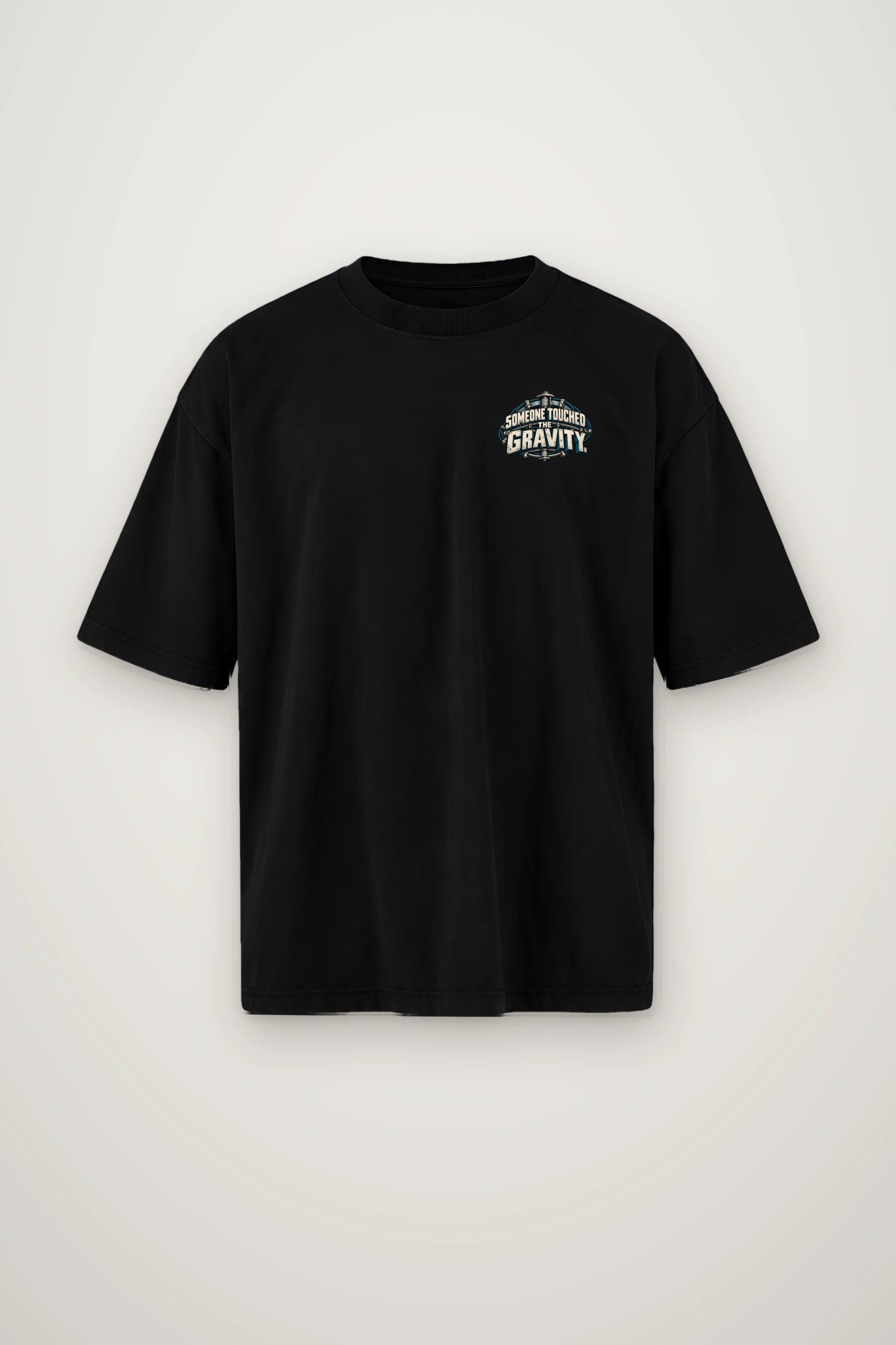 "Someone Touched the Gravity" Men's Oversized Heavyweight Crewneck T-Shirt