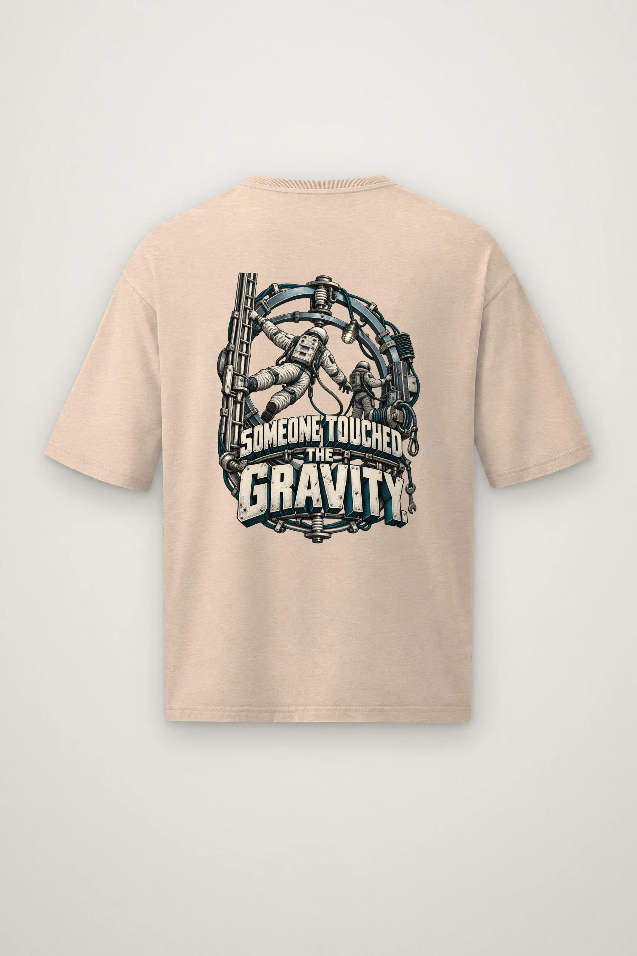 "Someone Touched the Gravity" Men's Oversized Heavyweight Crewneck T-Shirt