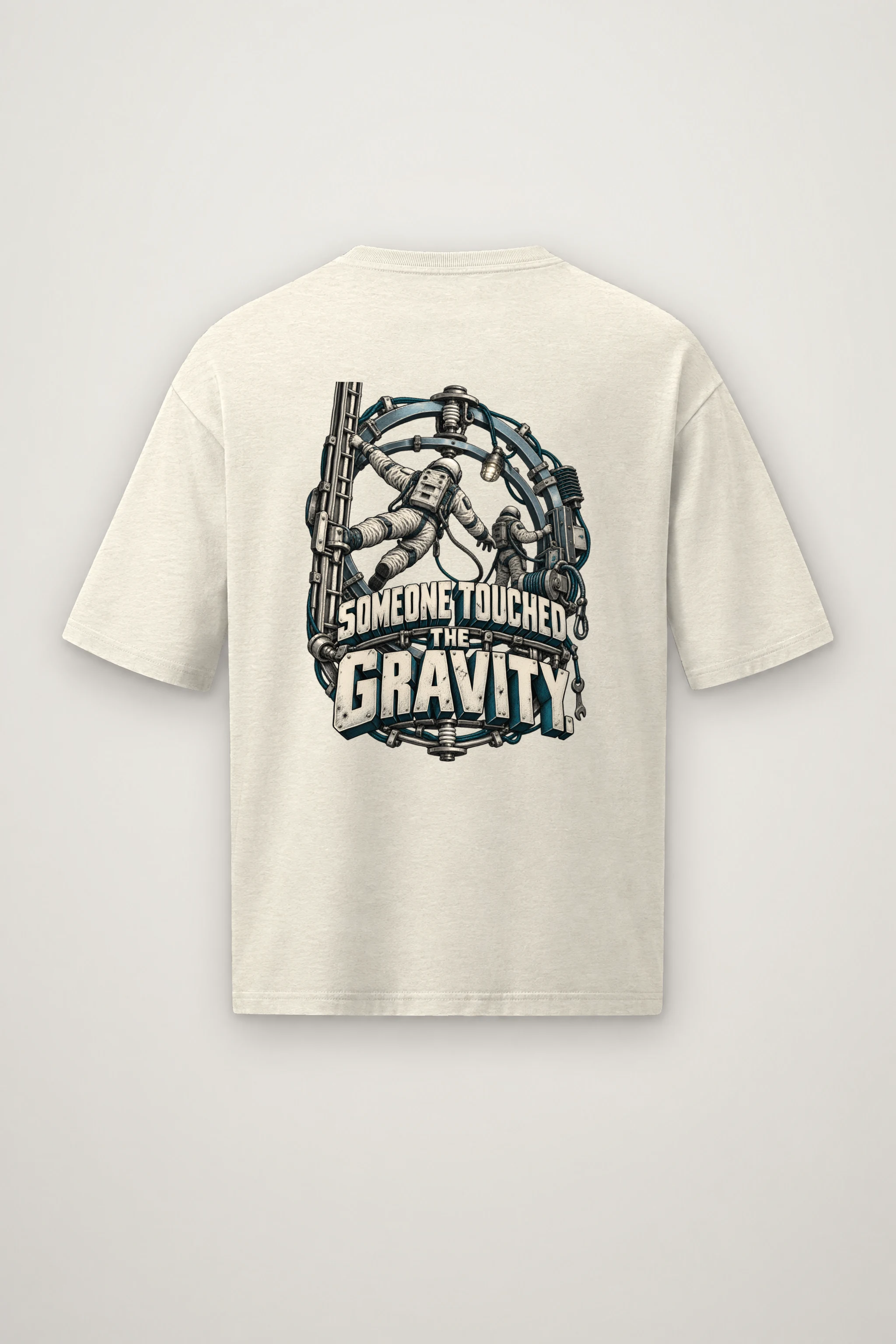 "Someone Touched the Gravity" Men's Oversized Heavyweight Crewneck T-Shirt