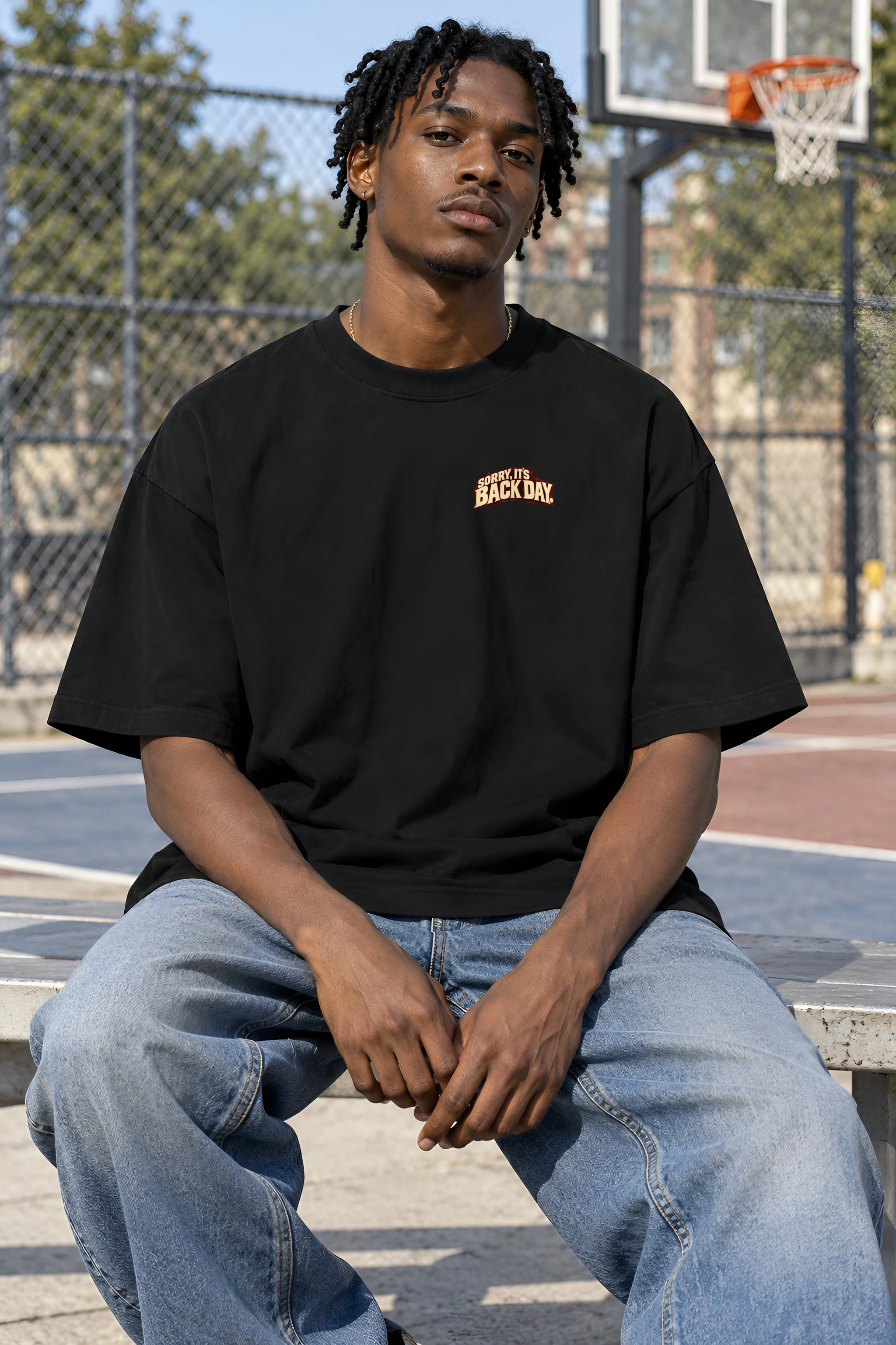 "Sorry, It's Back Day" Unisex Oversized Heavyweight Crewneck T-Shirt