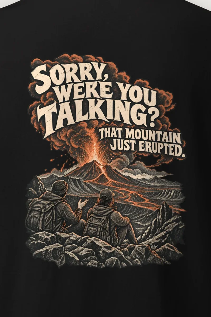 "Sorry, Were You Talking?" Heavyweight Unisex Crewneck T-shirt - the graphic up close