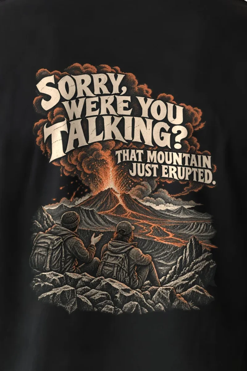 "Sorry, Were You Talking?" Heavyweight Unisex Crewneck T-shirt - the graphic up close