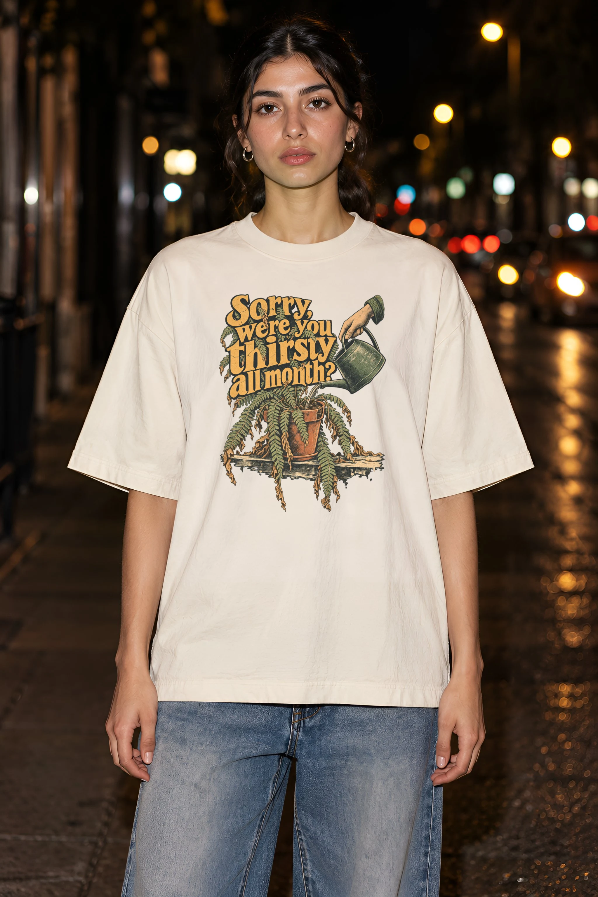 "Sorry, Were You Thirsty All Month?" Unisex Oversized Heavyweight Crewneck T-Shirt