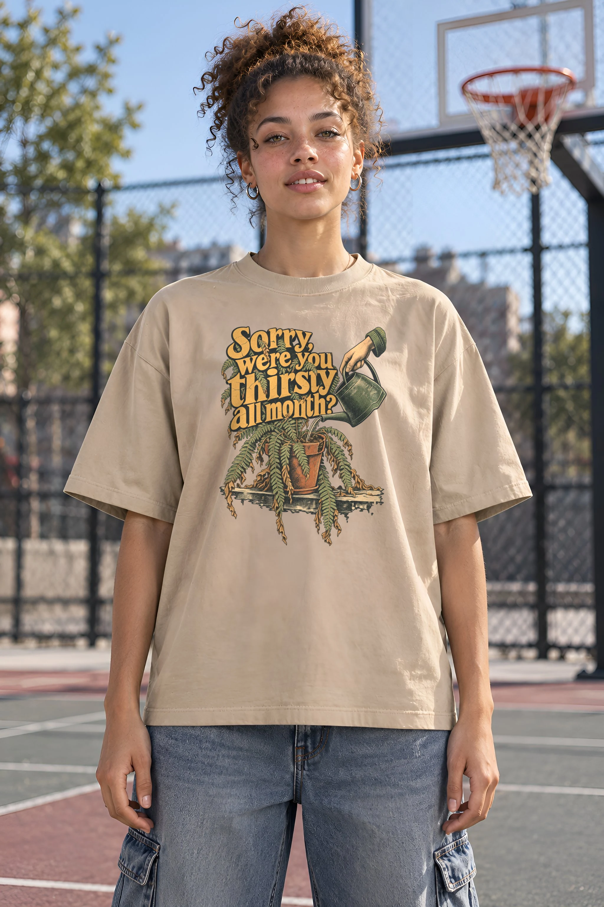 "Sorry, Were You Thirsty All Month?" Unisex Oversized Heavyweight Crewneck T-Shirt