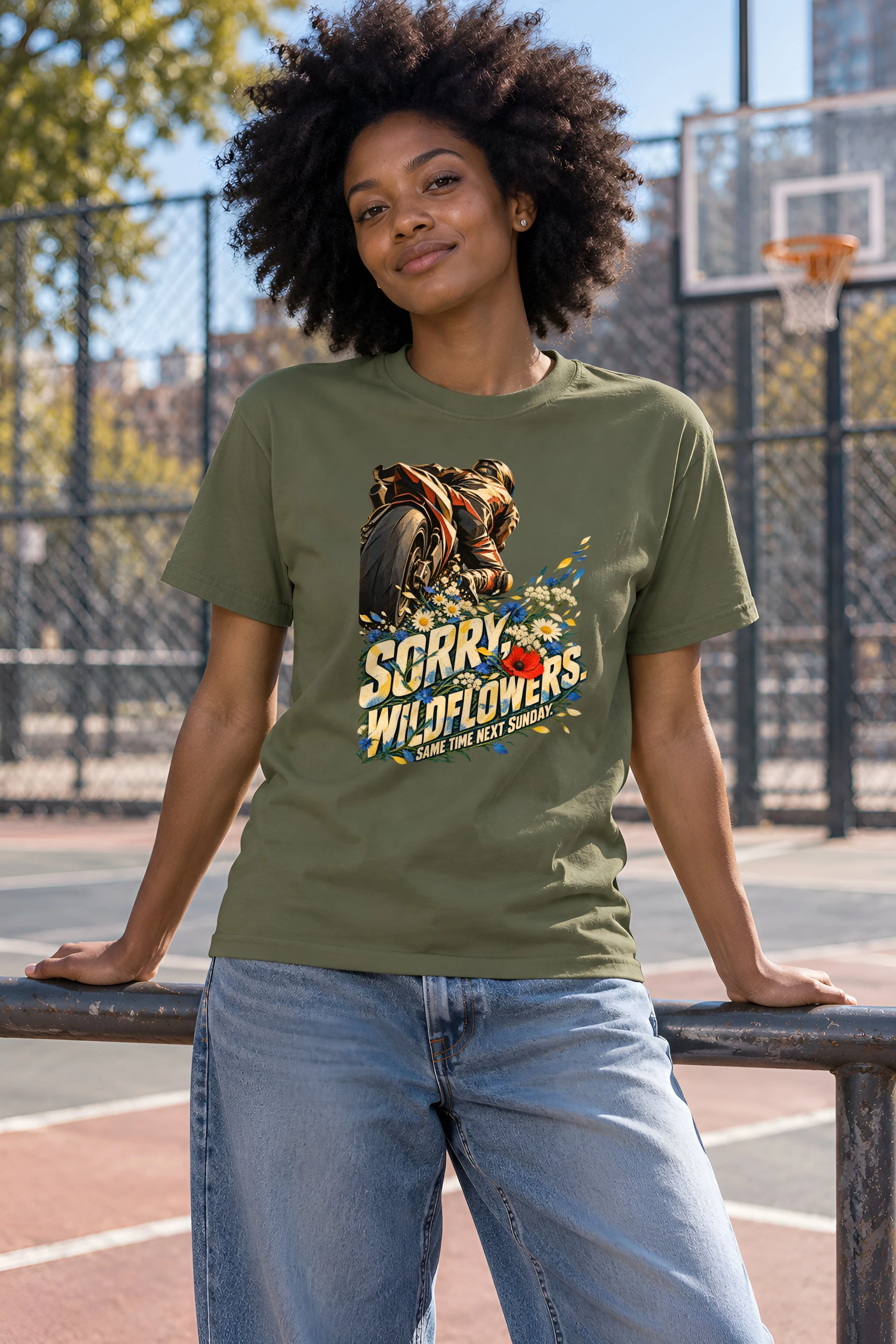 "Sorry, Wildflowers" Heavyweight Unisex Crewneck T-shirt