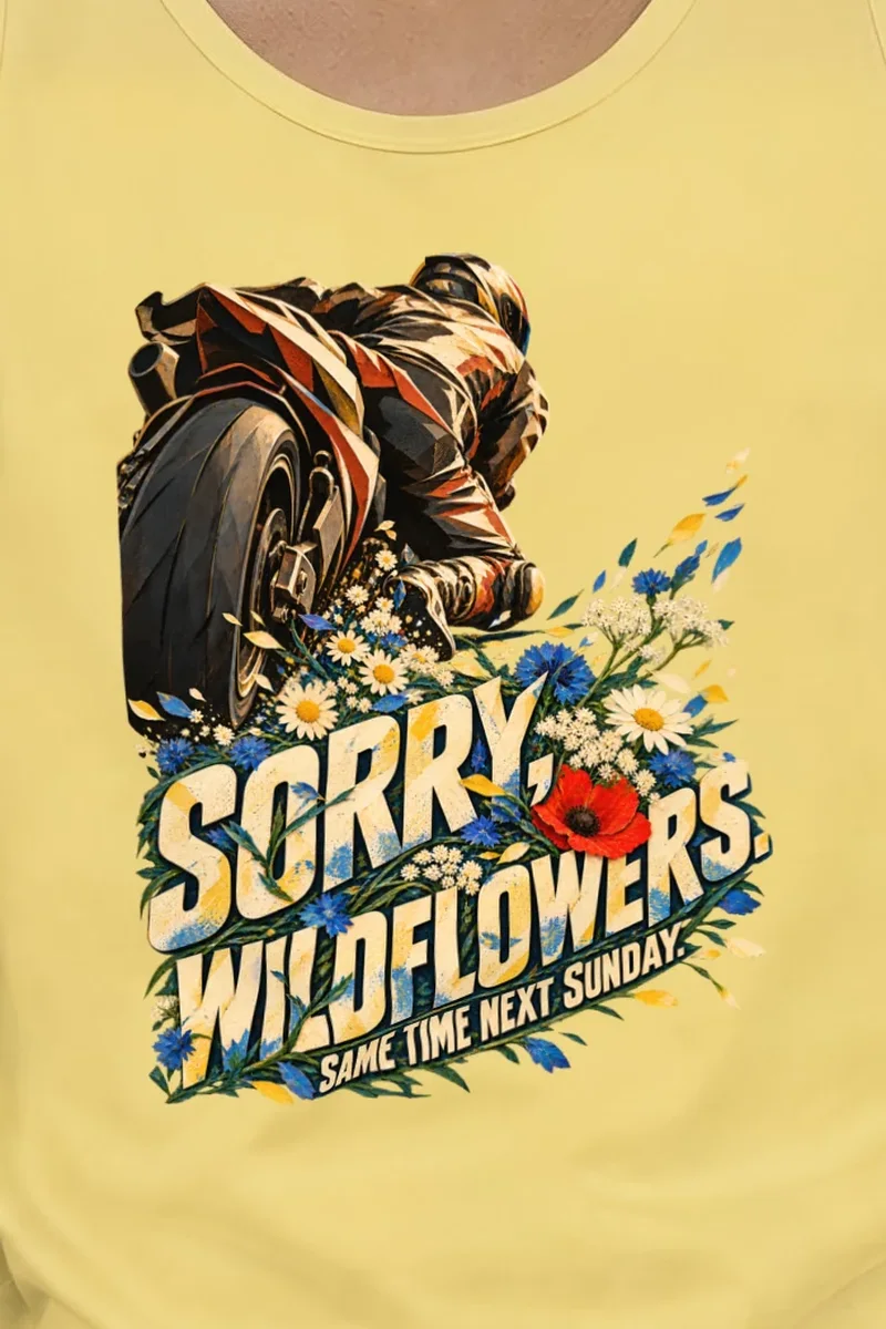 "Sorry Wildflowers" Unisex Jersey Tank - the graphic up close