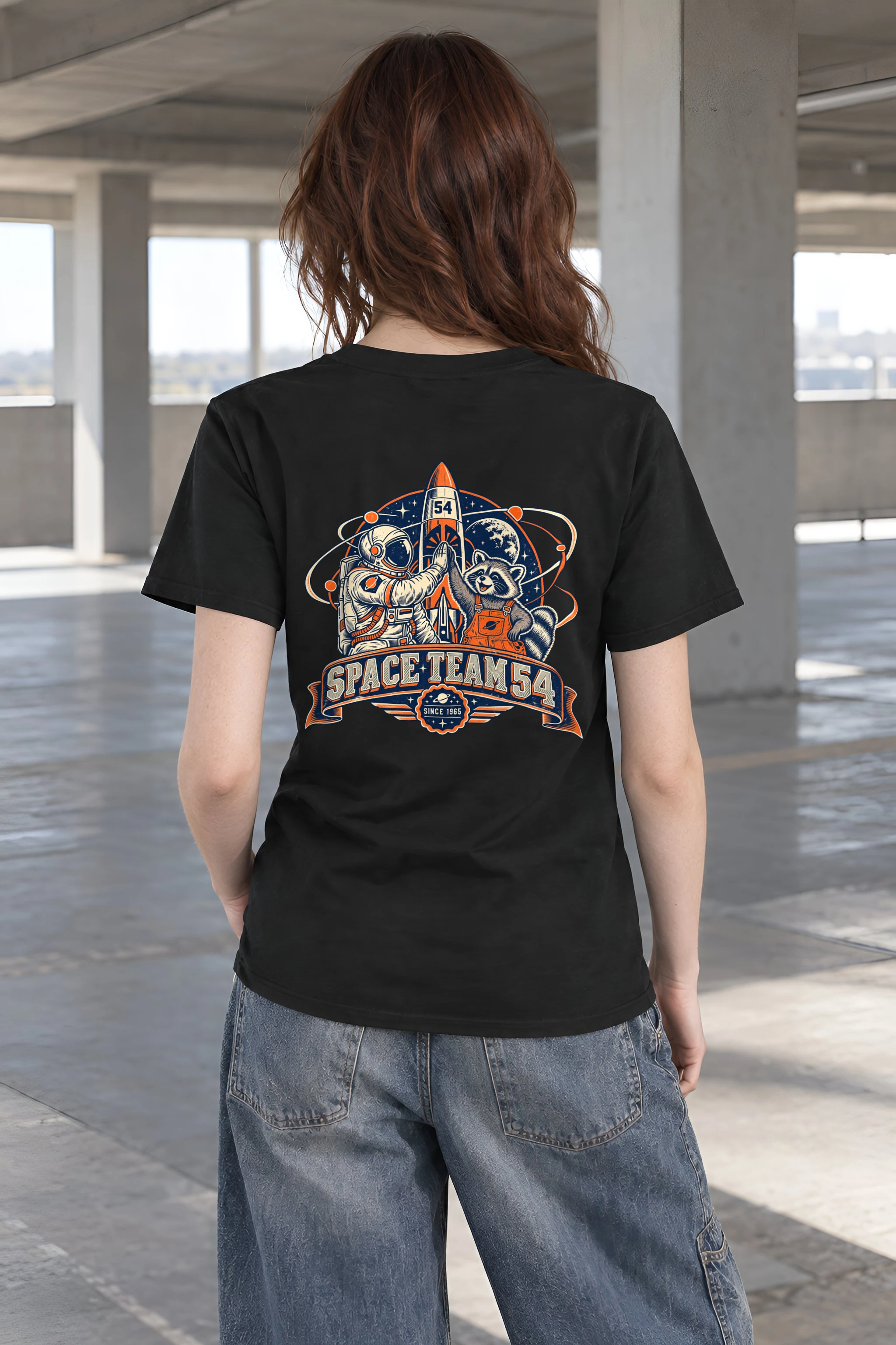 "Space Team 54 Since 1965" Heavyweight Unisex Crewneck T-shirt