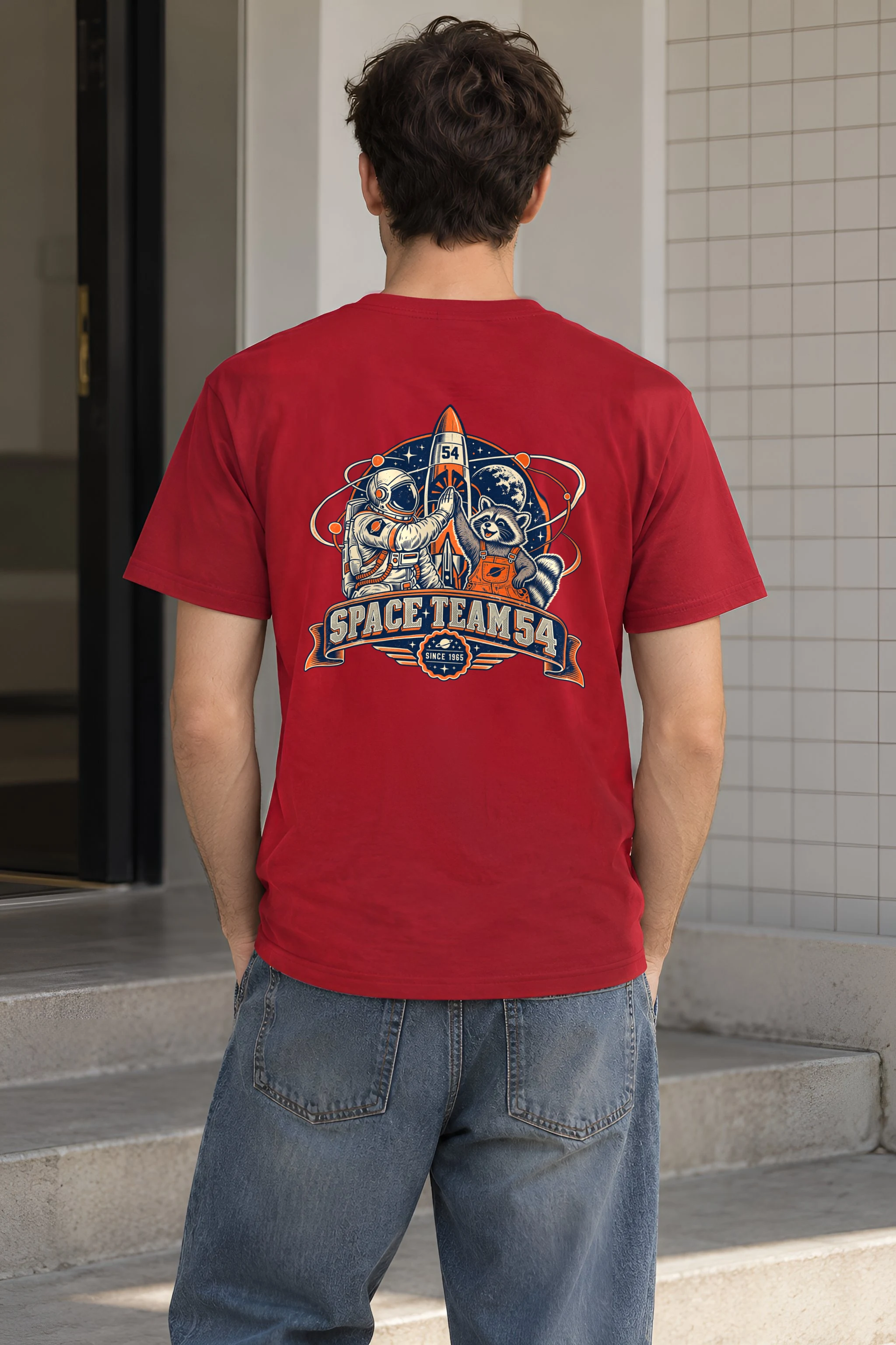 "Space Team 54 Since 1965" Heavyweight Unisex Crewneck T-shirt