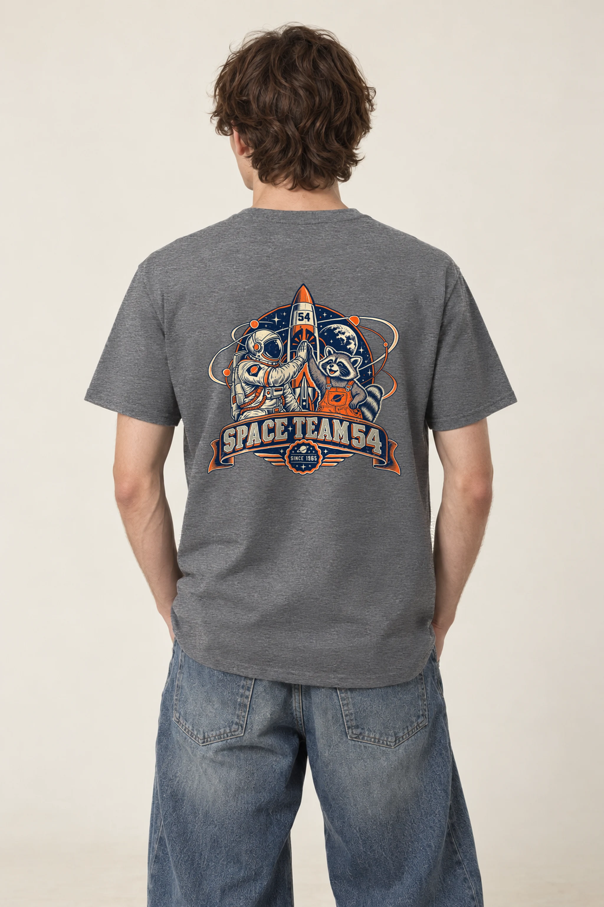 "Space Team 54 Since 1965" Heavyweight Unisex Crewneck T-shirt