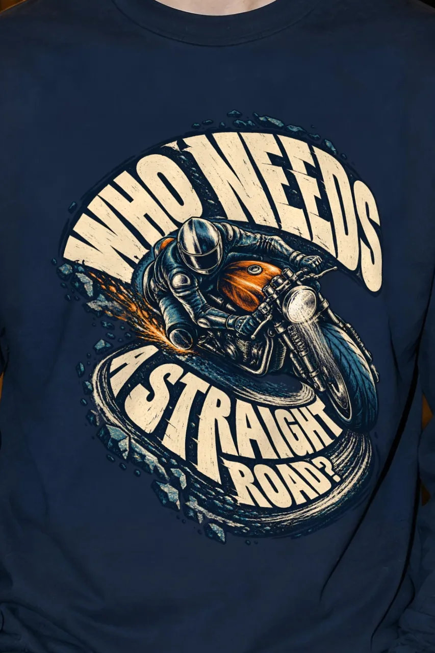 "Sparking Cafe Racer" Unisex Longsleeve T-shirt - the graphic up close